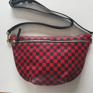 Clare V Grande Fanny Checker Poppy/Black hard to find New